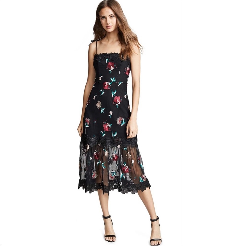 BB Dakota RSVP black embroidered floral dress